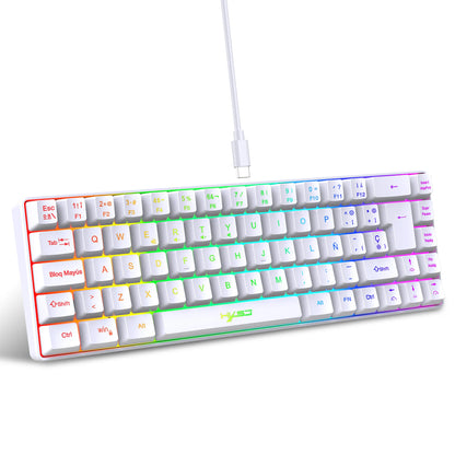 Vente chaude! Clavier de jeu filaire à rétroéclairage RGB de 69 touches en espagnol, design compact à 68 %, Un gadget indispensable pour les travailleurs de bureau et les joueurs