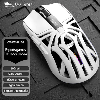 Souris de jeu sans fil Bluetooth SMAILWOLF RS8 2.4g, trois modes, légère, PAW3311, e-sport, taux de retour de 1K, 10000 DPI, ordinateur