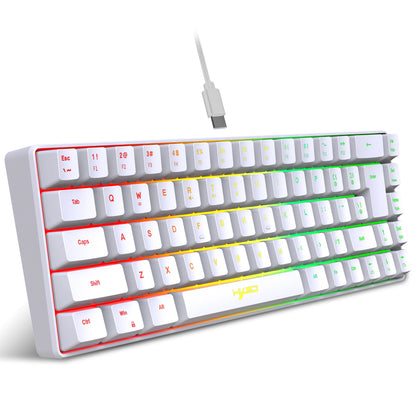 Vente chaude! Clavier de jeu filaire à rétroéclairage RGB de 69 touches en espagnol, design compact à 68 %, Un gadget indispensable pour les travailleurs de bureau et les joueurs