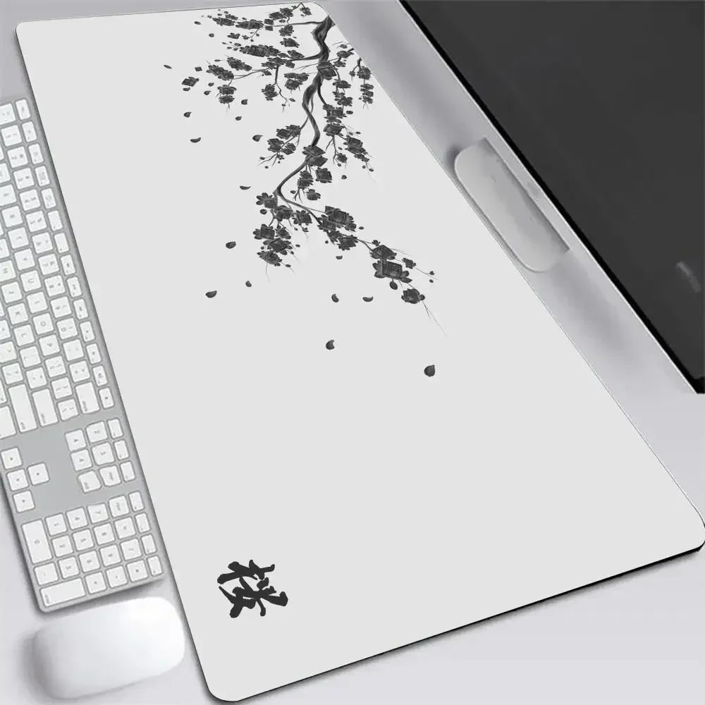 Japon cerisier fleur tapis de souris XXL gris ordinateurs portables tapis de bureau de jeu Sakura tapis de souris Anime bureau tapis Gamer clavier ordinateur bureaux