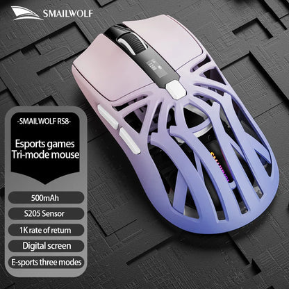 Souris de jeu sans fil Bluetooth SMAILWOLF RS8 2.4g, trois modes, légère, PAW3311, e-sport, taux de retour de 1K, 10000 DPI, ordinateur