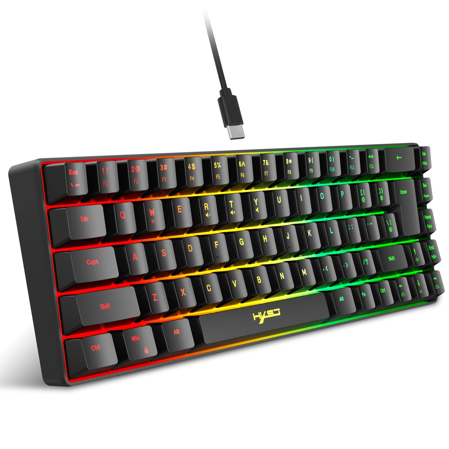 Vente chaude! Clavier de jeu filaire à rétroéclairage RGB de 69 touches en espagnol, design compact à 68 %, Un gadget indispensable pour les travailleurs de bureau et les joueurs