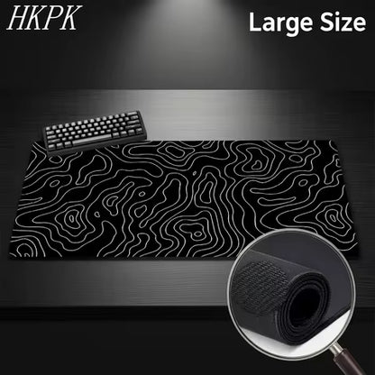 Grand tapis de souris noir et blanc, pour jeu, clavier en caoutchouc, abstrait, pour bureau, liquide Strata