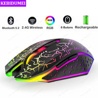Souris Gaming Sans Fil Bluetooth 5.2 RGB – 6 Boutons Silencieux