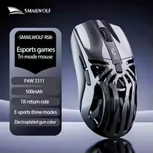 Souris de jeu sans fil Bluetooth SMAILWOLF RS8 2.4g, trois modes, légère, PAW3311, e-sport, taux de retour de 1K, 10000 DPI, ordinateur